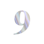 4-Pack Stickers Banner Custom 0-9 Number "9" Design Iridescent - Milestone Age and Date Stick-On Numbers 5"