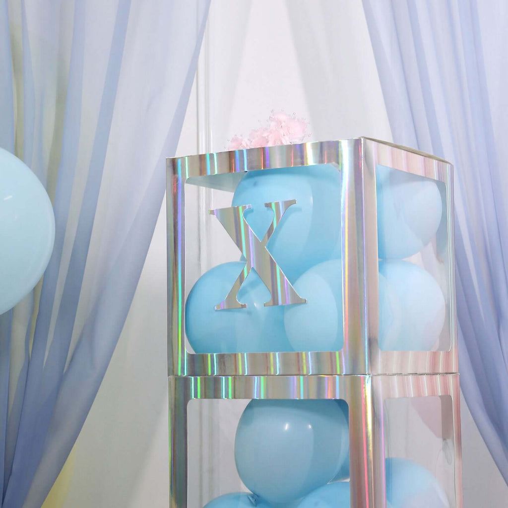 4 Pack 5" Iridescent Alphabet Stickers Banner, Customizable Stick on Letters - X