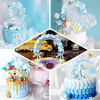 Cotton Ball Arch Cake Topper Blue/White - Charming Mini Cake Decoration Supplies for Nautical Sky & Baby-Themed Events 6"x11"