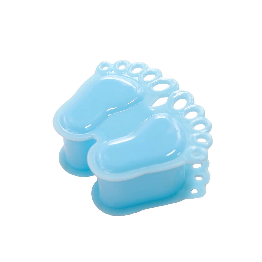 12-Pack Fillable Mini Candy Container in Baby Feet Style Light Blue - Unique Candy Treat Favor Boxes for Baby Shower 3.5"