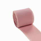 2 Pack 6yd Dusty Rose Silk-Like Chiffon Linen Ribbon Roll For Bouquets, Wedding Invitations Gift Wrapping