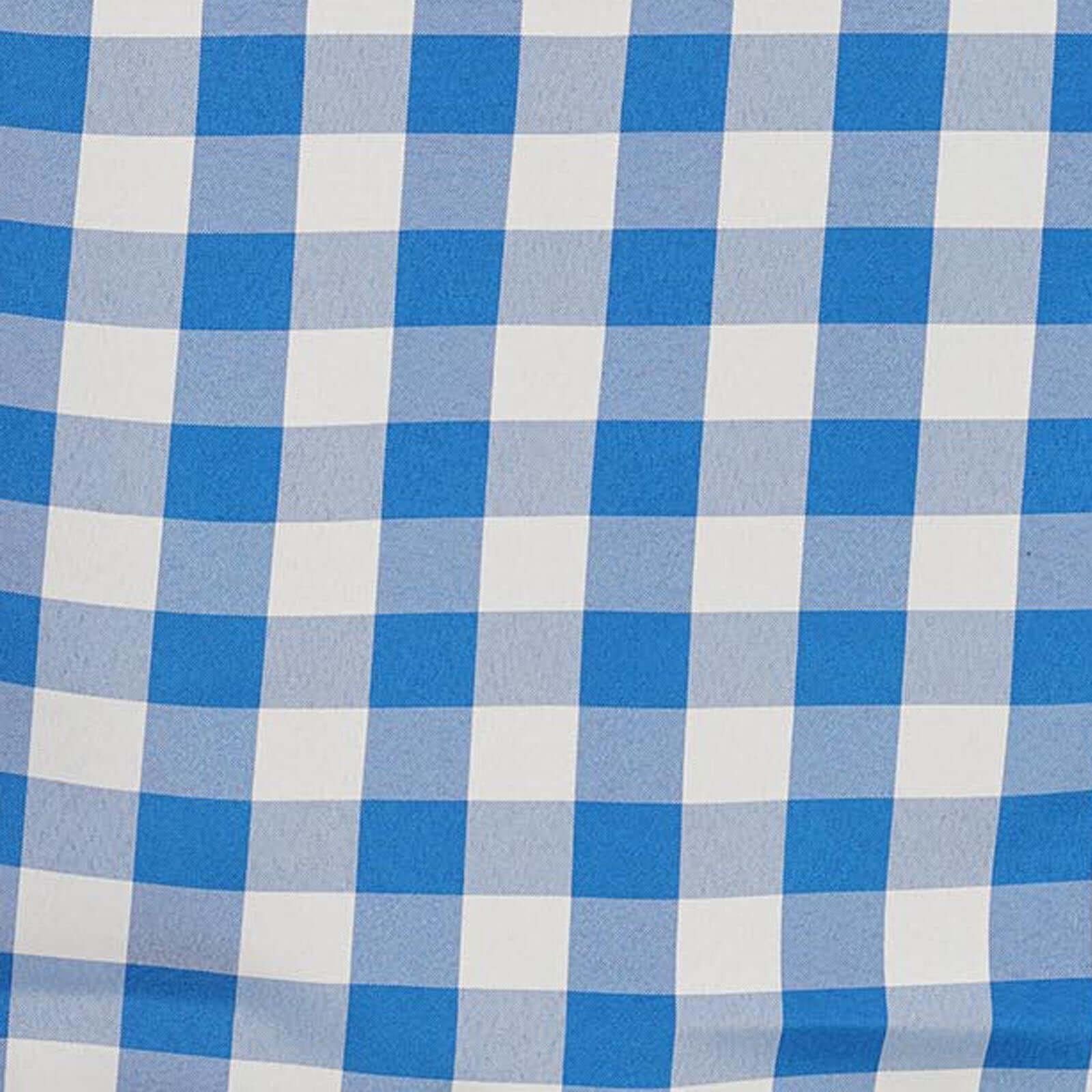 Polyester 70" Round Tablecloth White/Blue - Checkered Buffalo Plaid Table Cover
