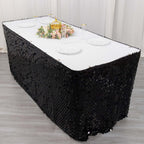 Payette Sequin 21ft Table Skirt Black - Dual Layered Satin Table Cover - Bell Racket Store