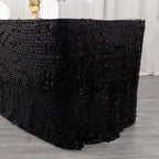 Payette Sequin 21ft Table Skirt Black - Dual Layered Satin Table Cover - Bell Racket Store