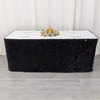 Payette Sequin 21ft Table Skirt Black - Dual Layered Satin Table Cover - Bell Racket Store