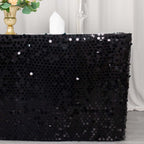 Payette Sequin 21ft Table Skirt Black - Dual Layered Satin Table Cover - Bell Racket Store