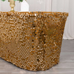 Payette Sequin 21ft Table Skirt Gold - Dual Layered Satin for Shimmering Event DÃ©cor - Bell Racket Store