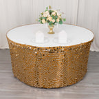 Payette Sequin 21ft Table Skirt Gold - Dual Layered Satin for Shimmering Event DÃ©cor - Bell Racket Store