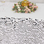 Payette Sequin 21ft Table Skirt Silver - Dual Layered Satin Table Cover - Bell Racket Store