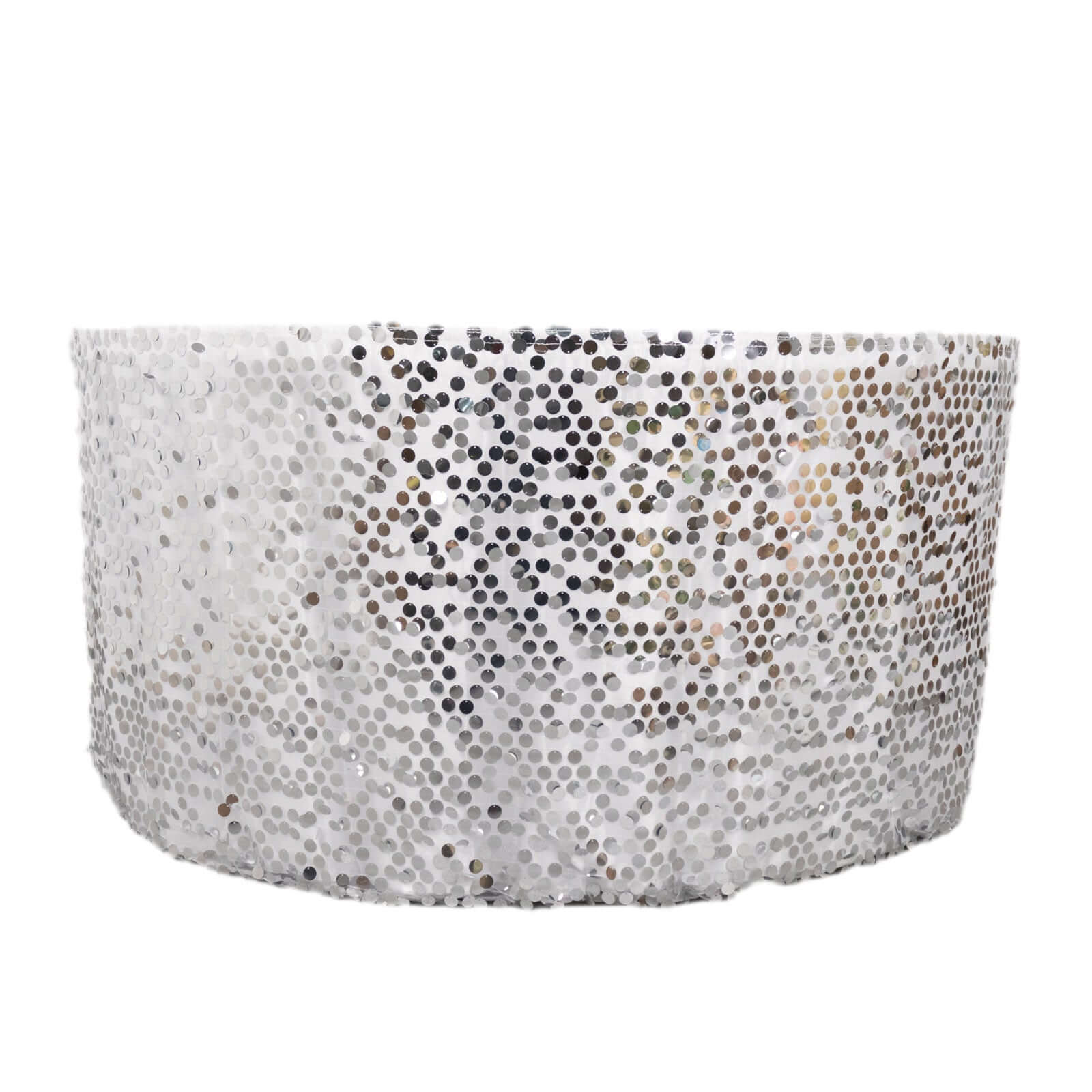 Payette Sequin 21ft Table Skirt Silver - Dual Layered Satin Table Cover - Bell Racket Store