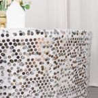 Payette Sequin 21ft Table Skirt Silver - Dual Layered Satin Table Cover - Bell Racket Store