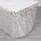 Payette Sequin 21ft Table Skirt Silver - Dual Layered Satin Table Cover - Bell Racket Store