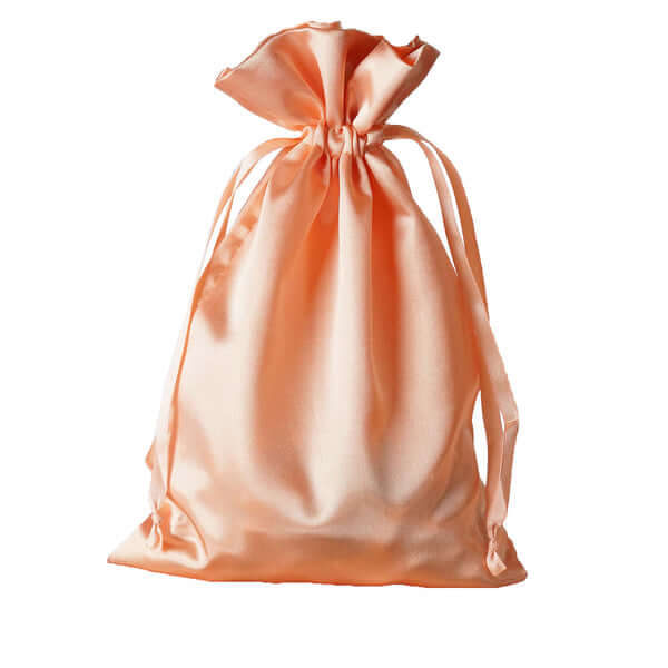 12 Pack 6"x9" Peach Satin Drawstring Wedding Party Favor Gift Bags