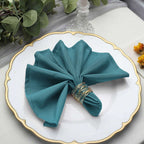 5 Pack Polyester 17"x17" Napkins Peacock Teal - Durable & Wrinkle Resistant Dinner Napkins