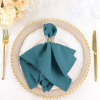 5 Pack Polyester 17"x17" Napkins Peacock Teal - Durable & Wrinkle Resistant Dinner Napkins