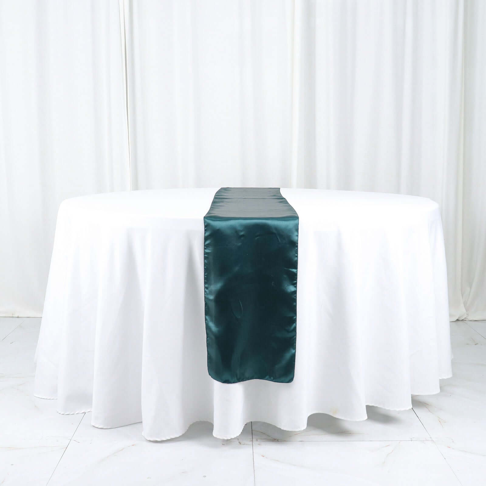Satin 12"x108" Table Runner Peacock Teal - Stylish Table Linen
