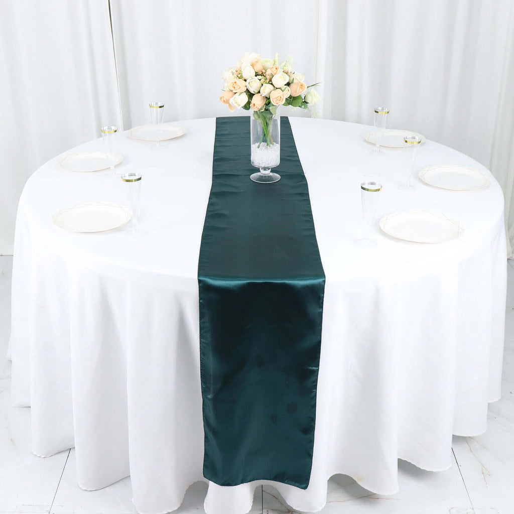 Satin 12"x108" Table Runner Peacock Teal - Stylish Table Linen