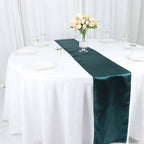 Satin 12"x108" Table Runner Peacock Teal - Stylish Table Linen