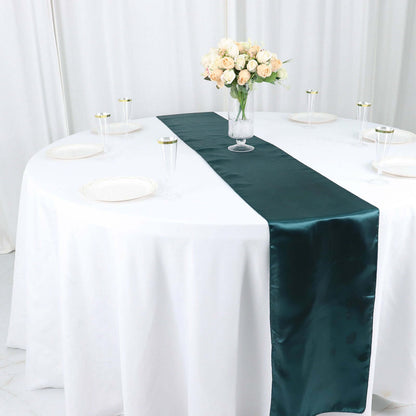 Satin 12"x108" Table Runner Peacock Teal - Stylish Table Linen