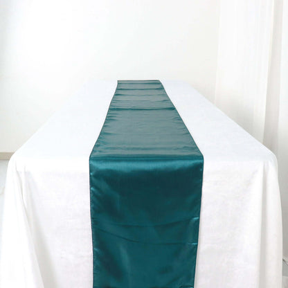 Satin 12"x108" Table Runner Peacock Teal - Stylish Table Linen