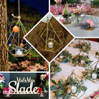 2-Pack Tealight Candle Holders Gold Metal Pentagon Geometric Open Frame - Flower Stand 9"