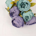 2 Pack 19" Dusty Blue Artificial Peony Flower Wedding Bouquets, Faux Silk Flower Arrangements