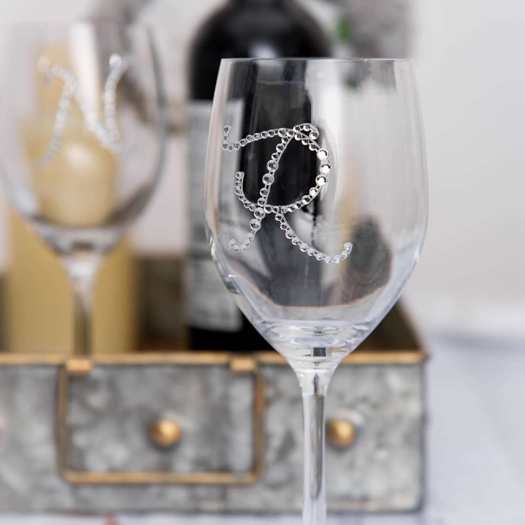 12 Pack 1.5" Clear Rhinestone Monogram Letter Jewel Sticker Self Adhesive DIY Diamond Decor - F