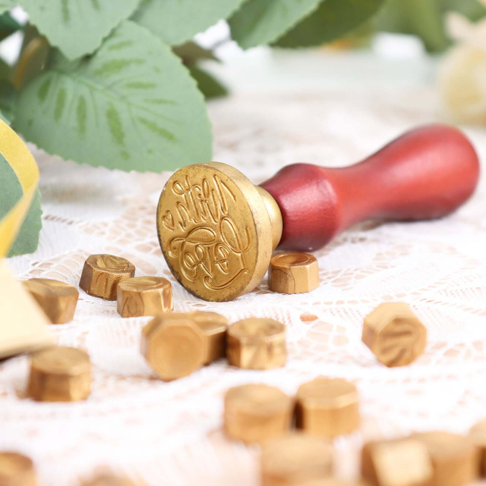 2 Set Wax Seal Stamp Kit Party Favors, Gold Silver "With Love" and "Thank You" Wax Stamp, Wedding Invitation Envelope Letters Mailing Crafts Set