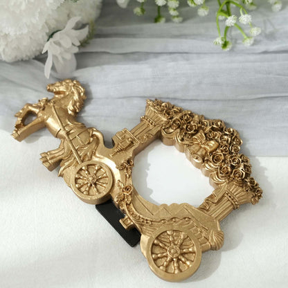 Picture Frame Resin Horse Carriage Design Gold - European Style Place Card Holder & Wedding Party Favor 7" - Bell Racket Store