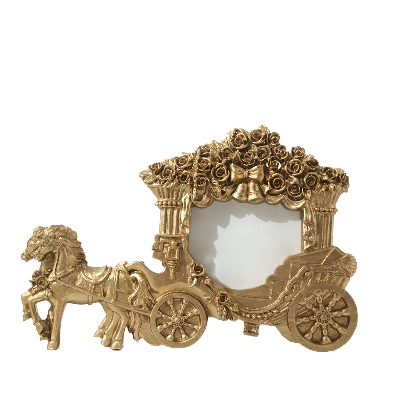 Picture Frame Resin Horse Carriage Design Gold - European Style Place Card Holder & Wedding Party Favor 7" - Bell Racket Store