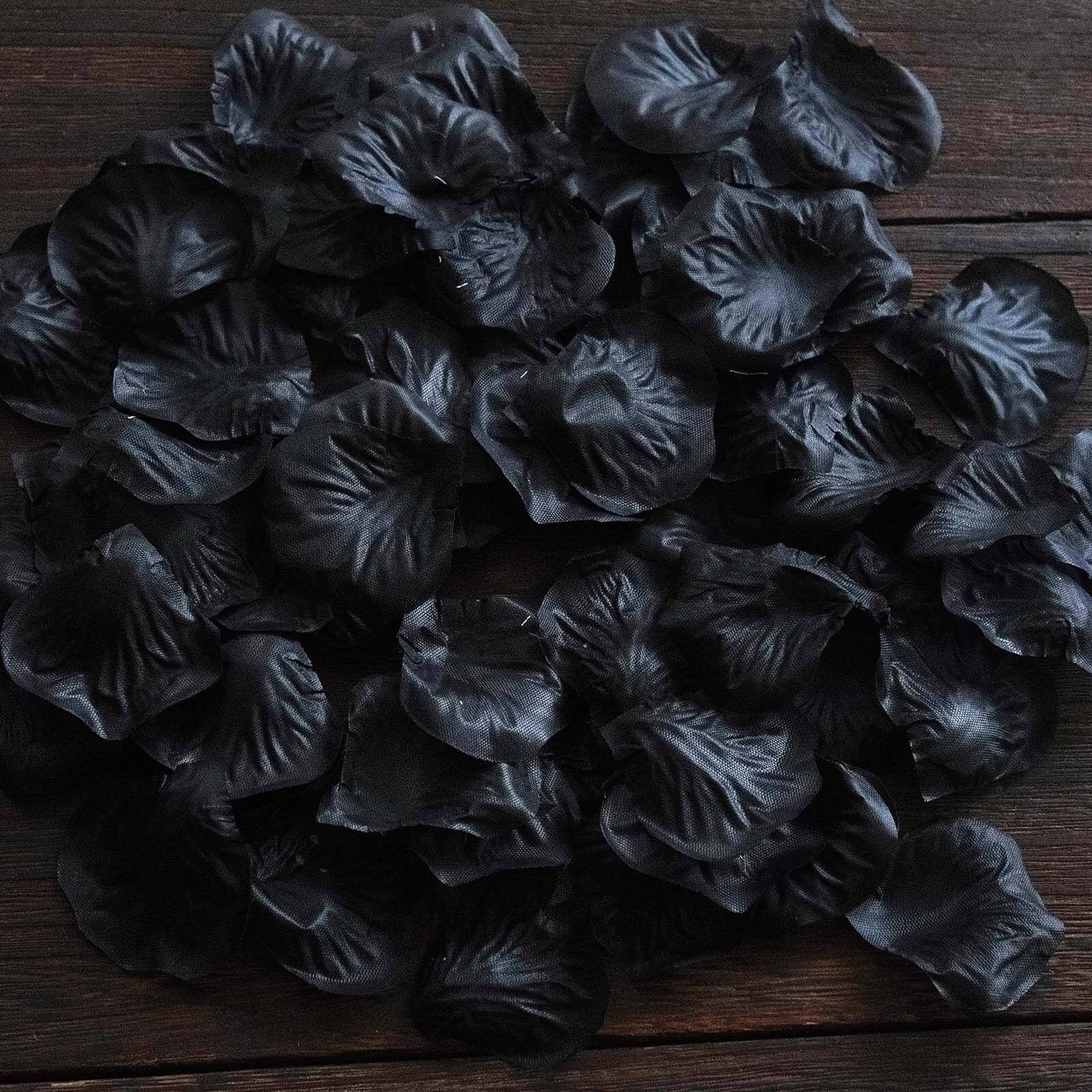 500-Pack Rose Petals Round Design Black Silk Confetti - Decorative Scatters for Tables and Floors
