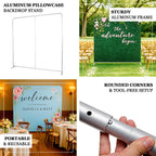 Pillowcase Backdrop Stand in Aluminum 8ft x 8ft â€“ Portable Rounded Corner Tension Fabric Pillowcase Display Stand for Exhibits & Photography - Bell Racket Store