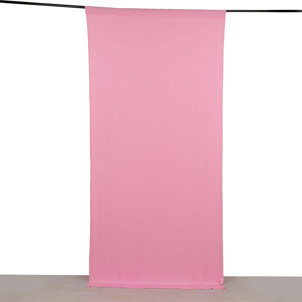 Pink 4 - Way Stretch Spandex Event Curtain Drapes, Wrinkle Free Backdrop Event Panel with Rod Pockets - 5ftx10ft - Bell Racket Store
