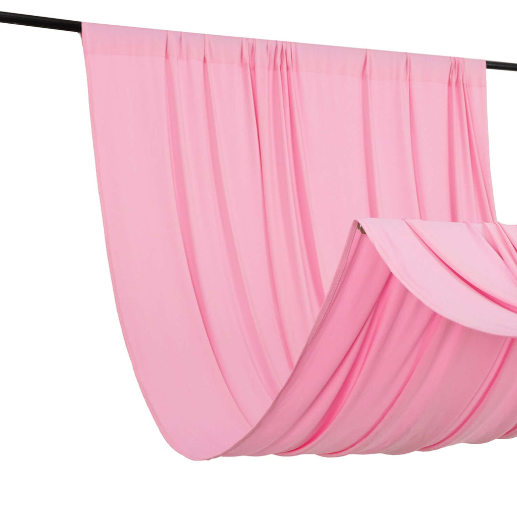 Pink 4 - Way Stretch Spandex Event Curtain Drapes, Wrinkle Free Backdrop Event Panel with Rod Pockets - 5ftx10ft - Bell Racket Store