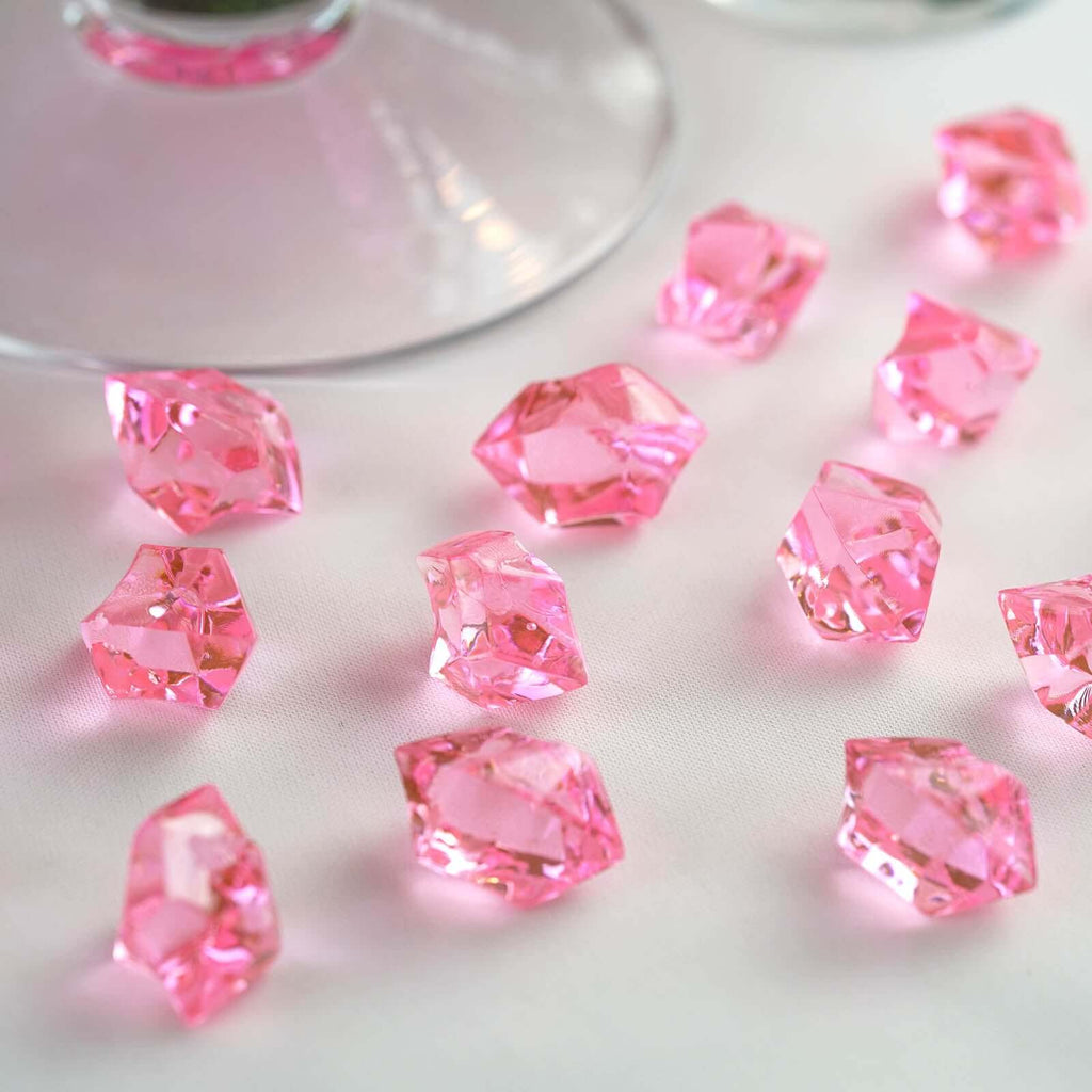 300 Pcs Acrylic Ice Bead Vase Fillers Large Pink - Stylish DIY Craft Crystals for Event Decor & Wedding Tables
