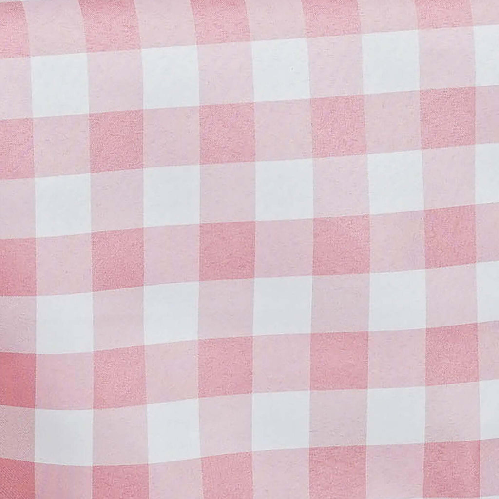 Polyester 54"x54" Table Overlay Square Tablecloth White/Rose Quartz - Checkered Buffalo Plaid Design for Casual Table Settings