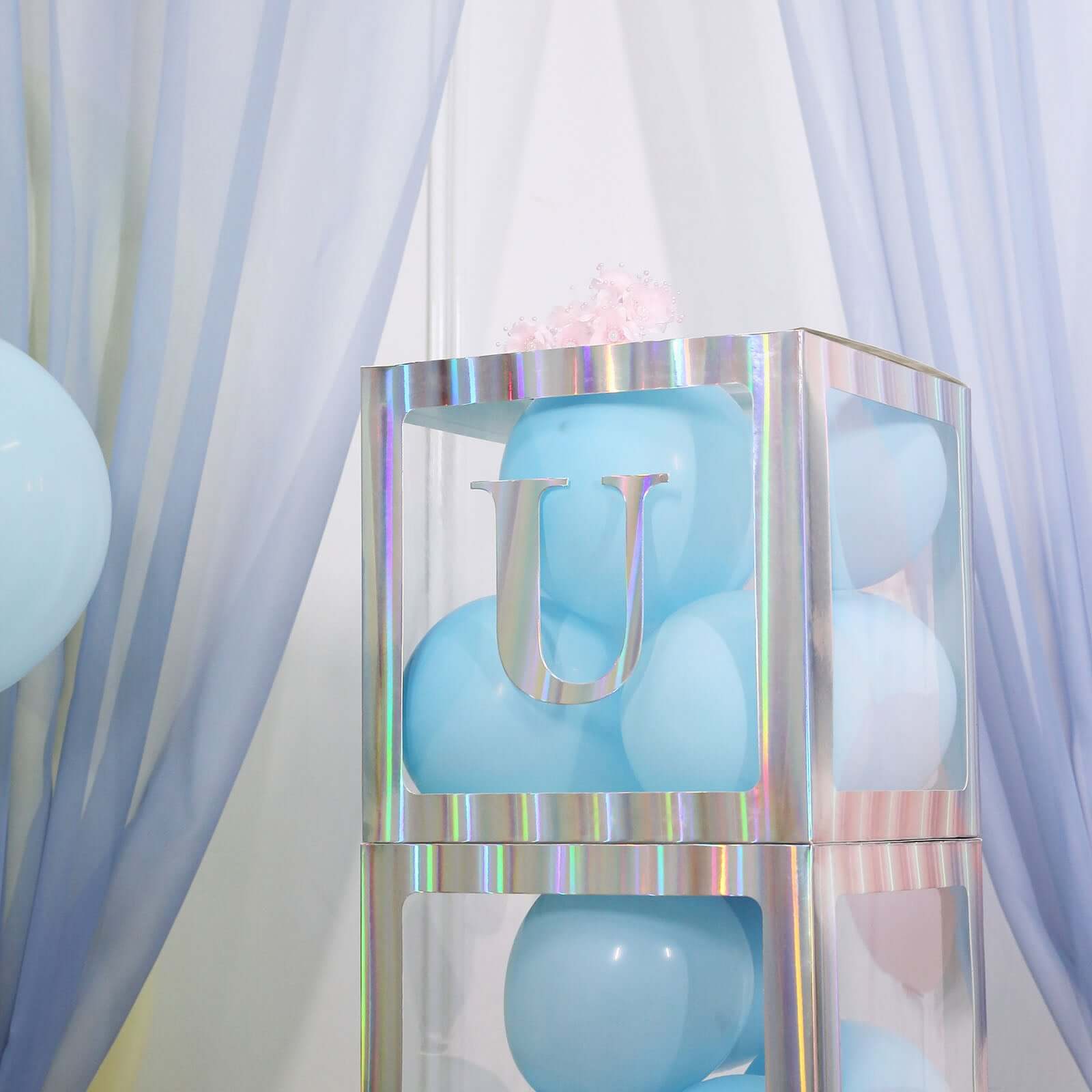 4 Pack 5" Iridescent Alphabet Stickers Banner, Customizable Stick on Letters - U