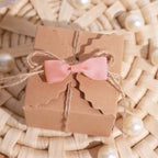 50 Pcs 1.5" Dusty Rose Grosgrain Pre Tied Ribbon Bows, Gift Basket Party Favor Bags Decor - Polyester