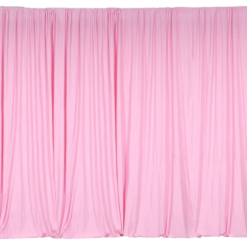 2 Pack Pink Scuba Polyester Event Curtain Drapes, Durable Flame Resistant Backdrop Event Panels Wrinkle Free with Rod Pockets - 10ftx10ft