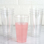 12-Pack Plastic Party Cups Clear Silver Glitter - Durable Disposable Tumblers for Drinks 17oz 6"