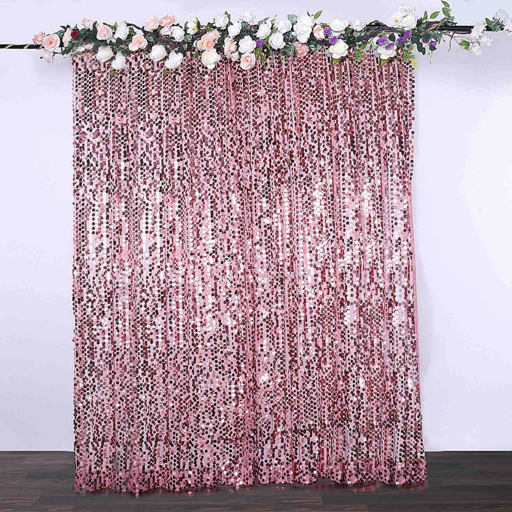 8ftx8ft Pink Big Payette Sequin Event Curtain Drapes, Backdrop Event Panel