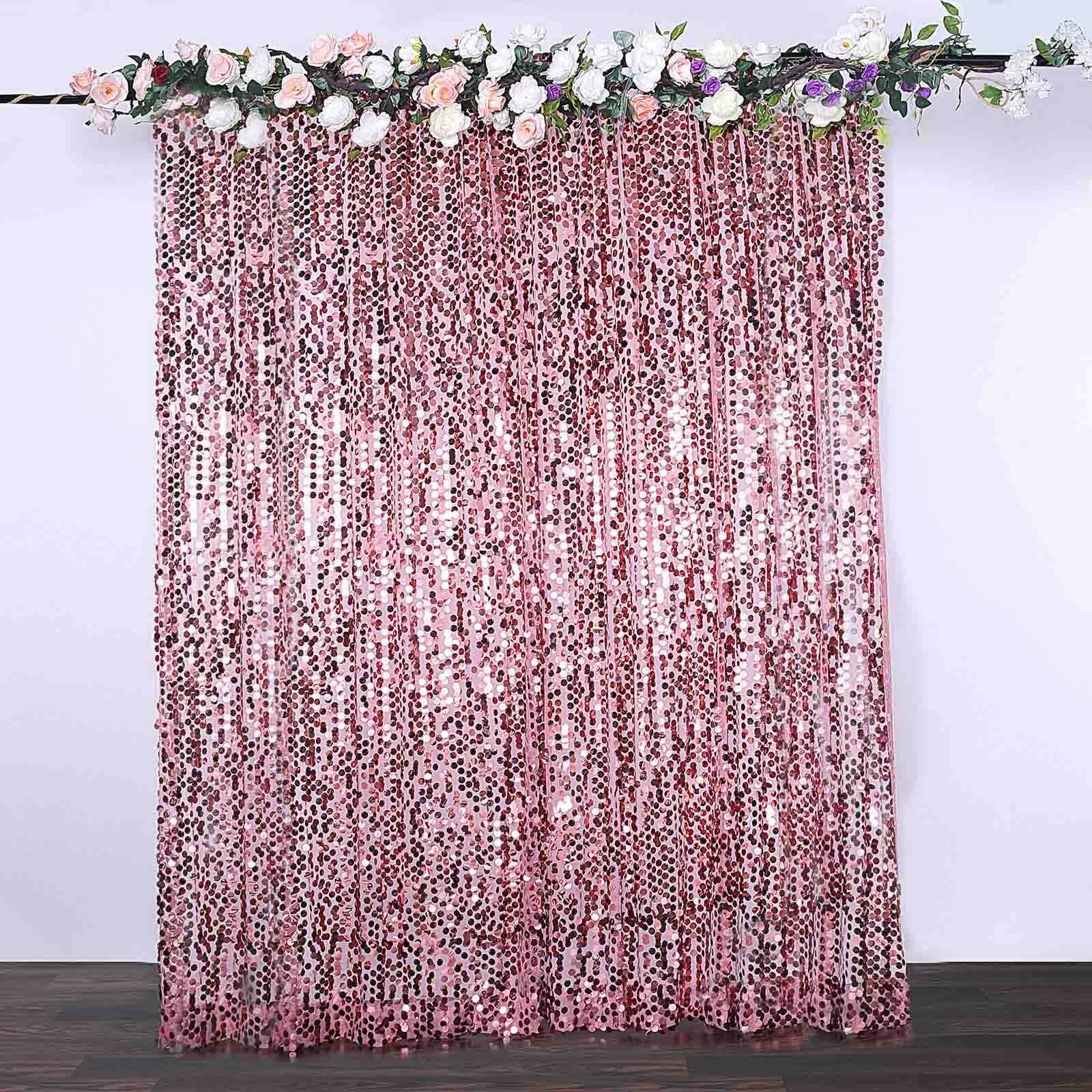8ftx8ft Pink Big Payette Sequin Event Curtain Drapes, Backdrop Event Panel