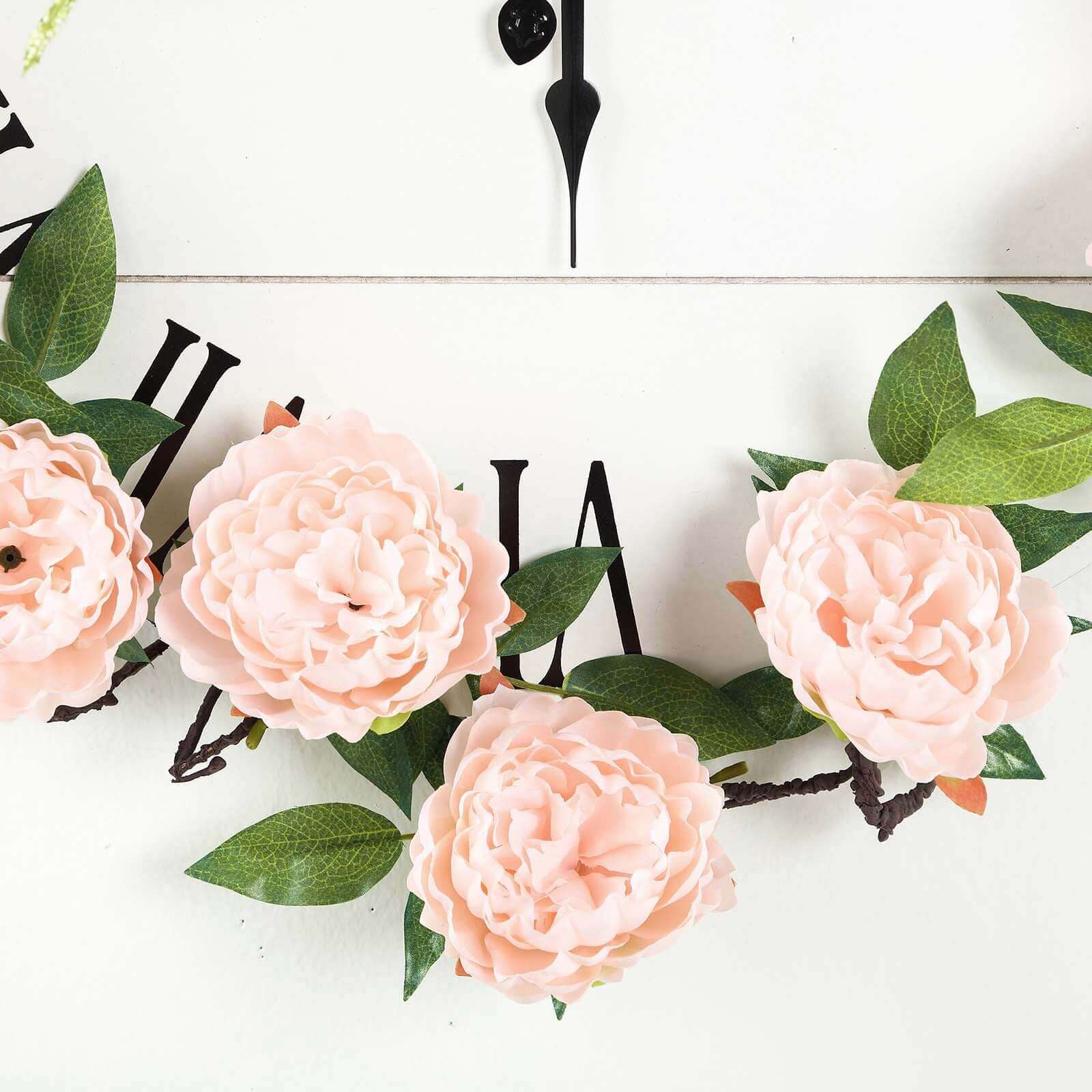 6ft Blush Artificial Silk Peony Hanging Flower Garland, Faux Vine
