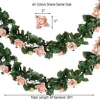 6ft White Artificial Silk Rose Garland UV Protected Flower Chain