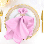 5 Pack Polyester 20"x20" Napkins Pink - Wrinkle Resistant & Easy Care Cloth Napkins