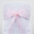 5 Pack Organza Chair Sashes Pink - Reusable Sheer Chair Bows 6"x108"