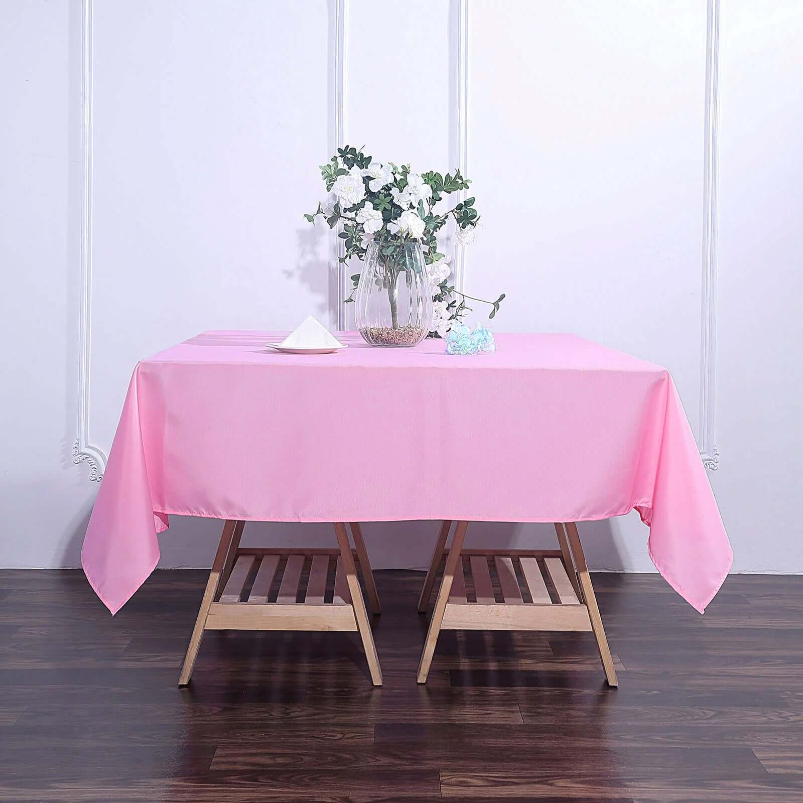 Polyester Square 70"x70" Tablecloth Pink - Wrinkle-Resistant & Durable Table Cover