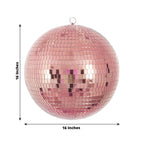 16" Large Rose Gold Foam Disco Mirror Ball With Hanging Swivel Ring, Holiday Party Decor