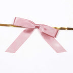 50 Pcs 3" Satin Ribbon Bows With Twist Ties, Gift Basket Party Favor Bags Decor - Dusty Rose Classic Style