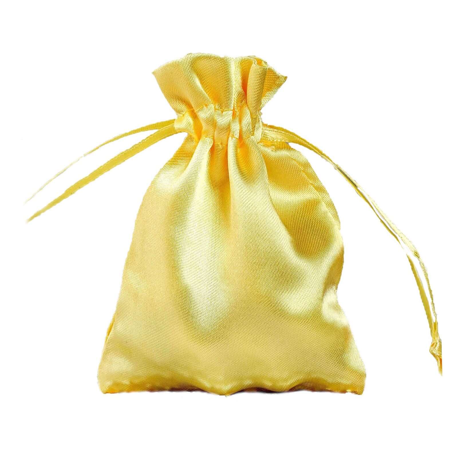 12 Pack 3"x4" Gold Satin Drawstring Pouch Wedding Party Favor Gift Bags
